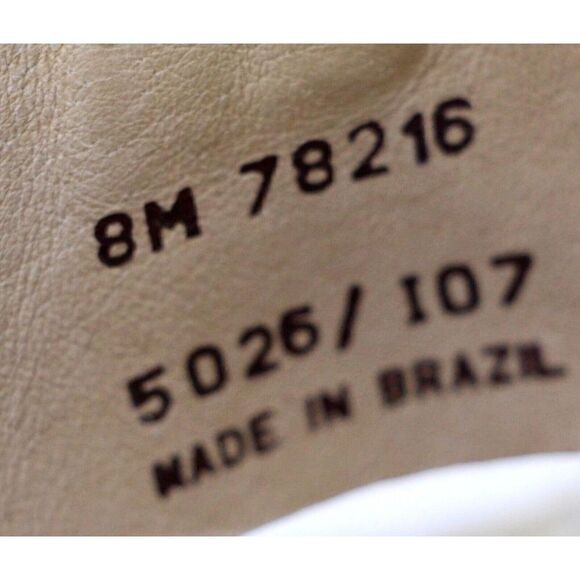 Frye CRINKLE BEIGE REAL LEATHER OPEN TOE 2.5" HEEL WOOD WEDGE SLINGBACK SHOES 8M - Picture 11 of 11